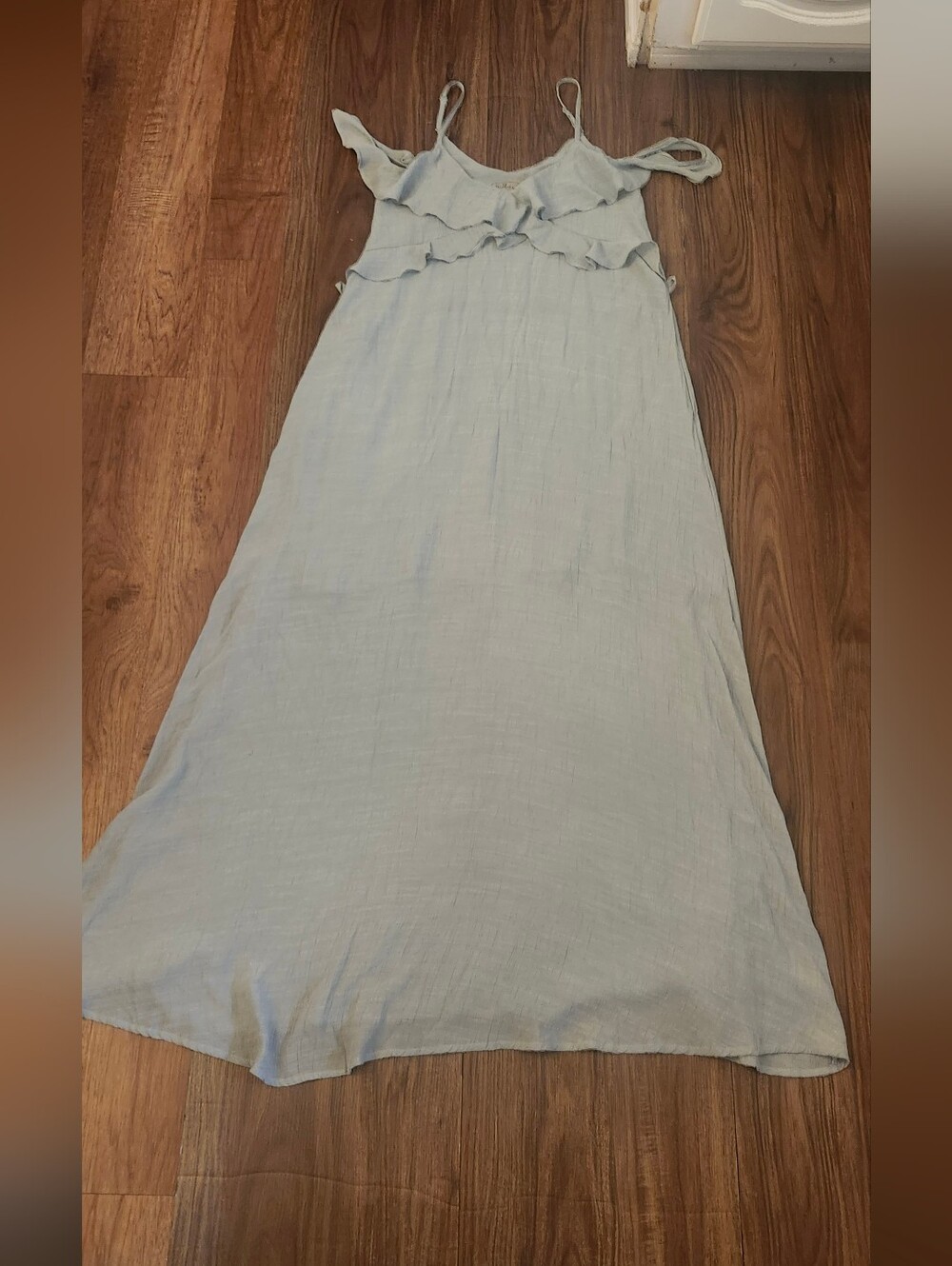 Wishlist Pale Blue Ruffle-Trim Maxi Dress